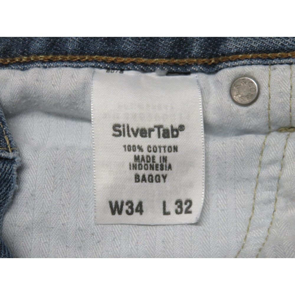 Mens Levis SilverTab Baggy Fit Jeans Size‎ 34x32 Blue Cotton Denim Y2K Vintage - Picture 9 of 11